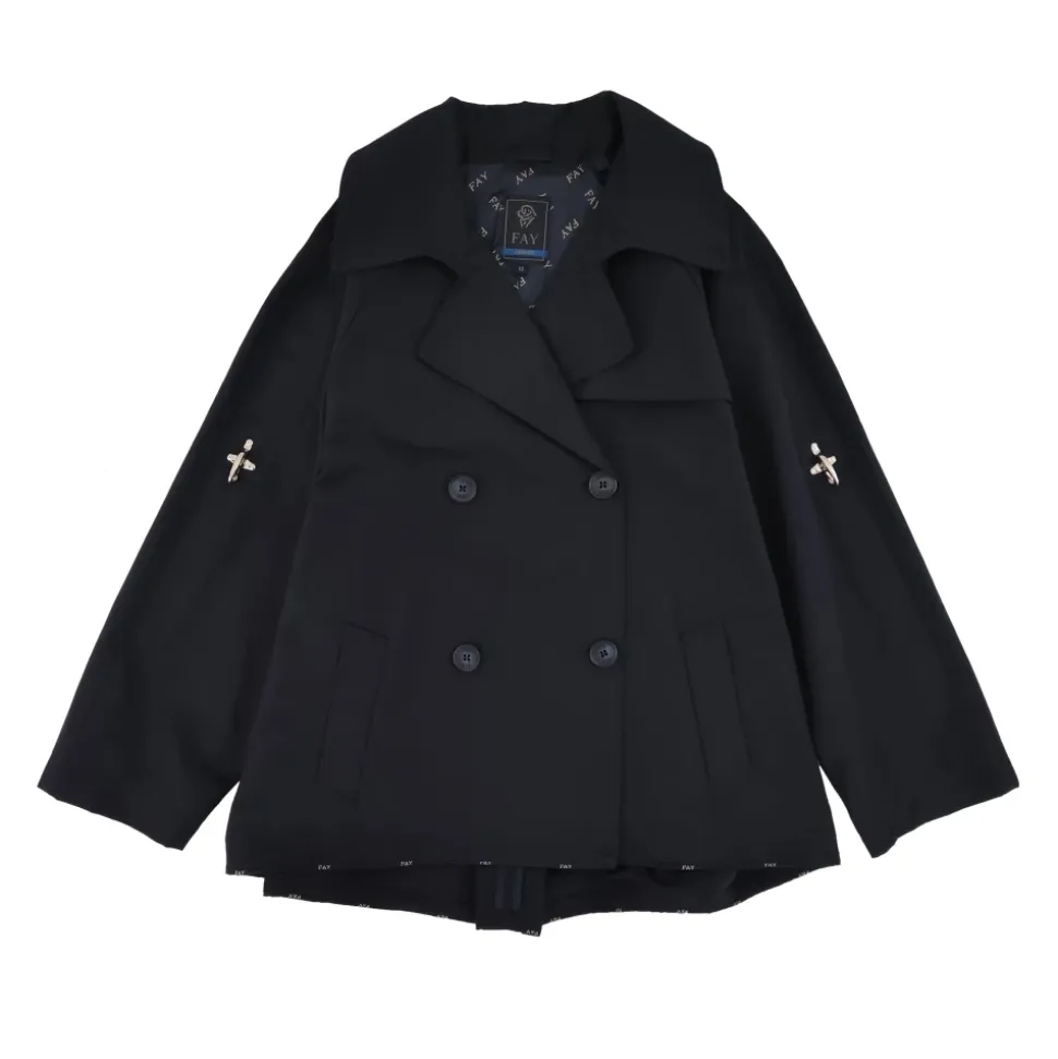 Kort, dobbeltspent trenchcoat