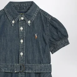 Kortermet twill denim skjortkjole med knapper