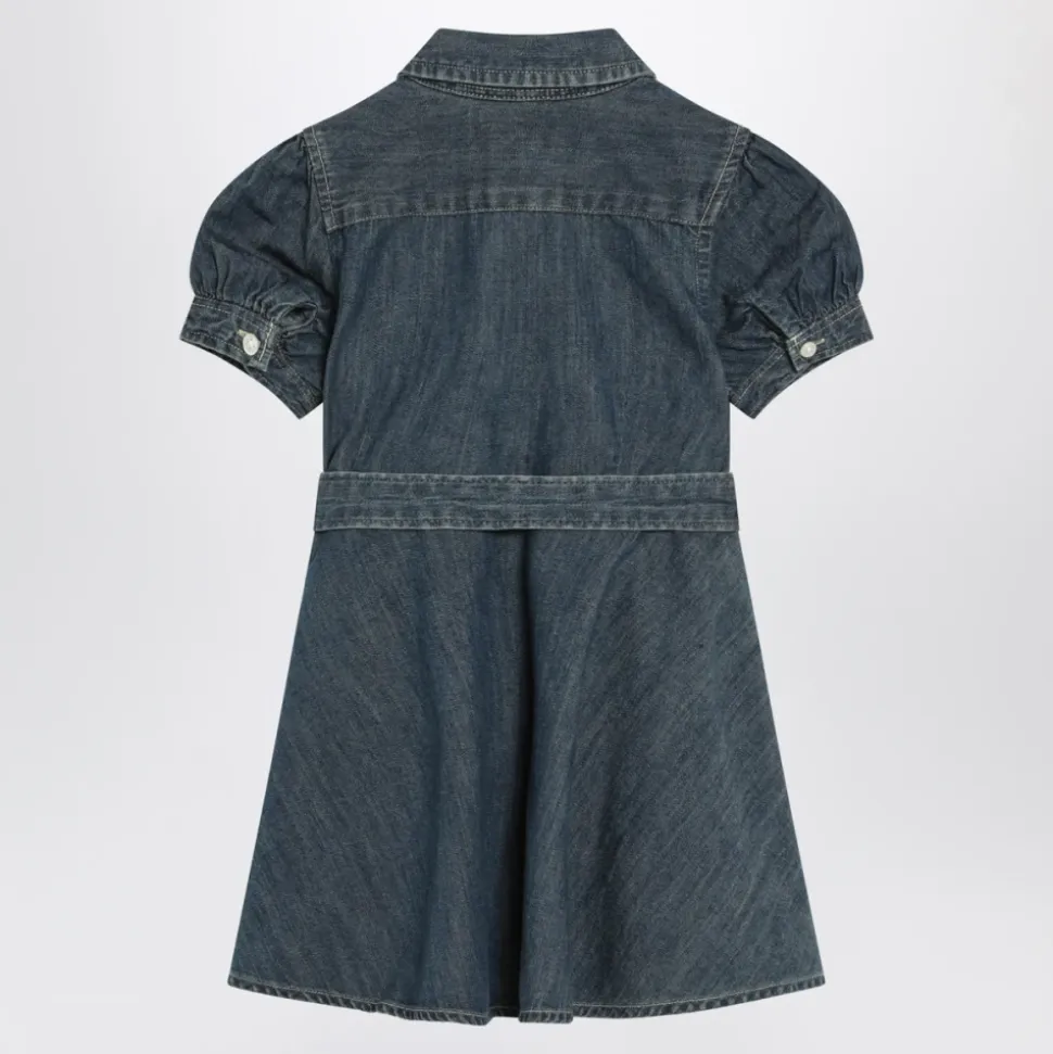 Kortermet twill denim skjortkjole med knapper