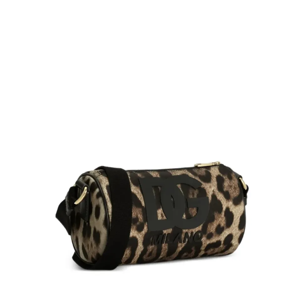 Leo-print Nylon Crossbody Bag