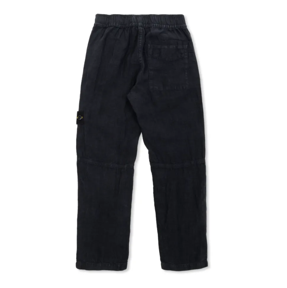 Linen Trousers With Logo Patch