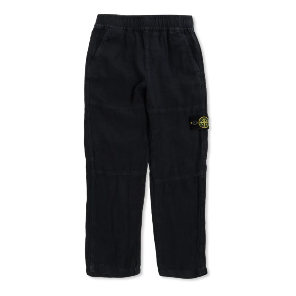 Linen Trousers With Logo Patch