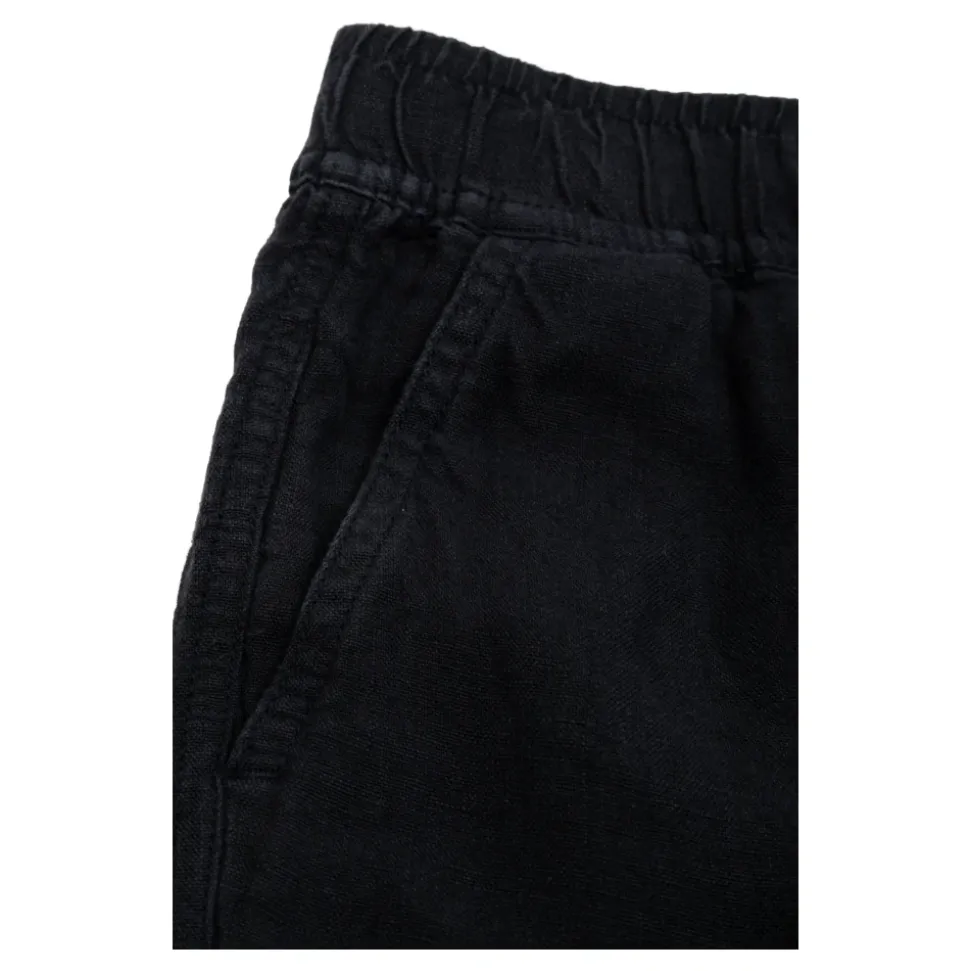 Linen Trousers With Logo Patch