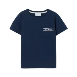 Logo-brodert T-skjorte i bomullsjersey med lomme