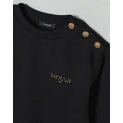 Logo Button Detail Sweatshirt