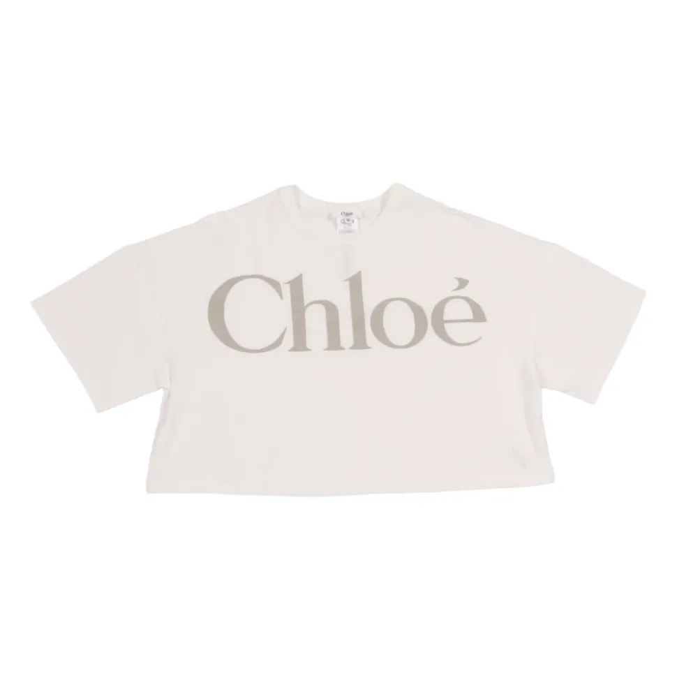 Logo Cropped Bomullsjersey T-skjorte