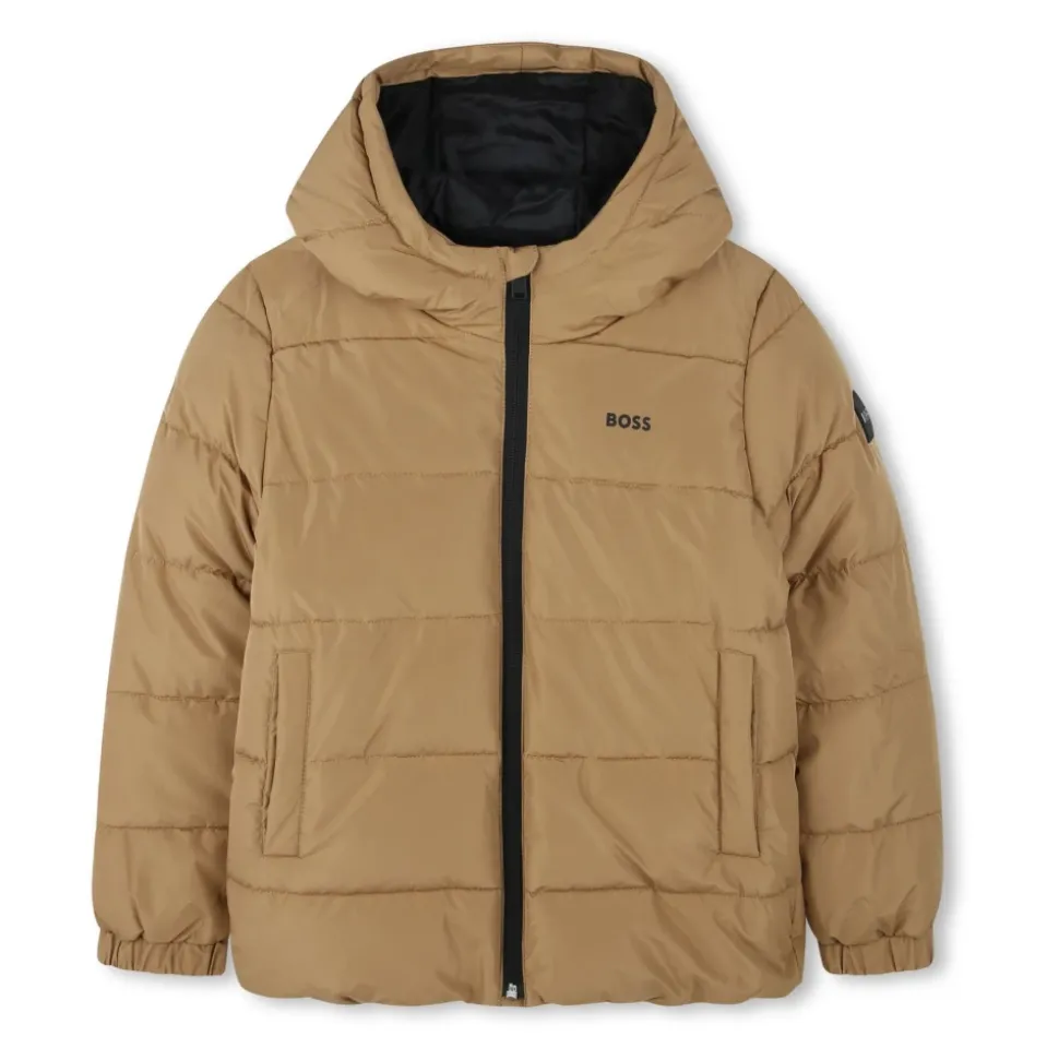 Logo Print Hooded Puffer Jacket