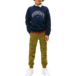 Marineblå Varsity Sweatshirt med Hevede Detaljer