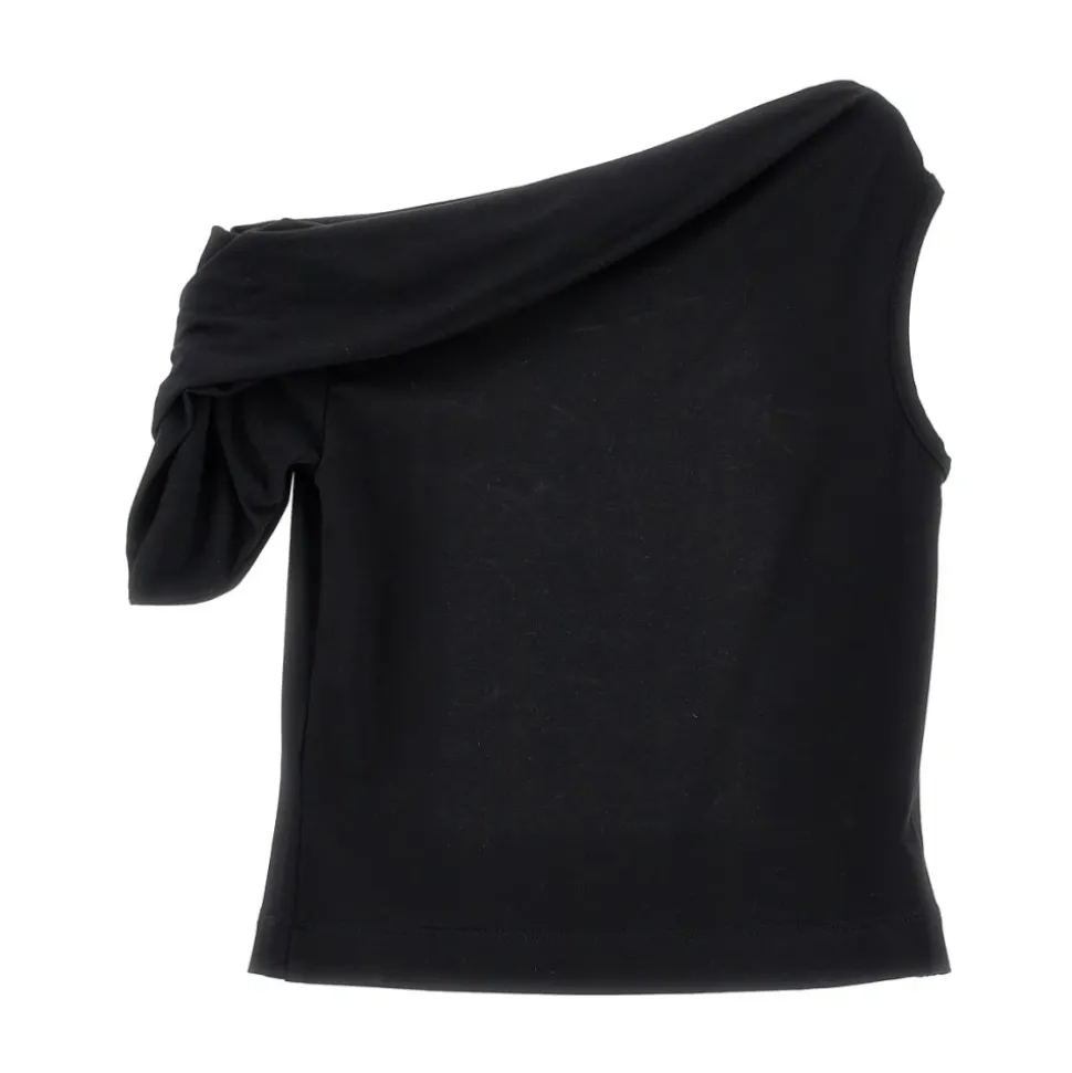 One-shoulder bomulls T-skjorte