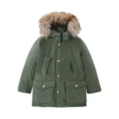 Parka jakke med avtagbart pels