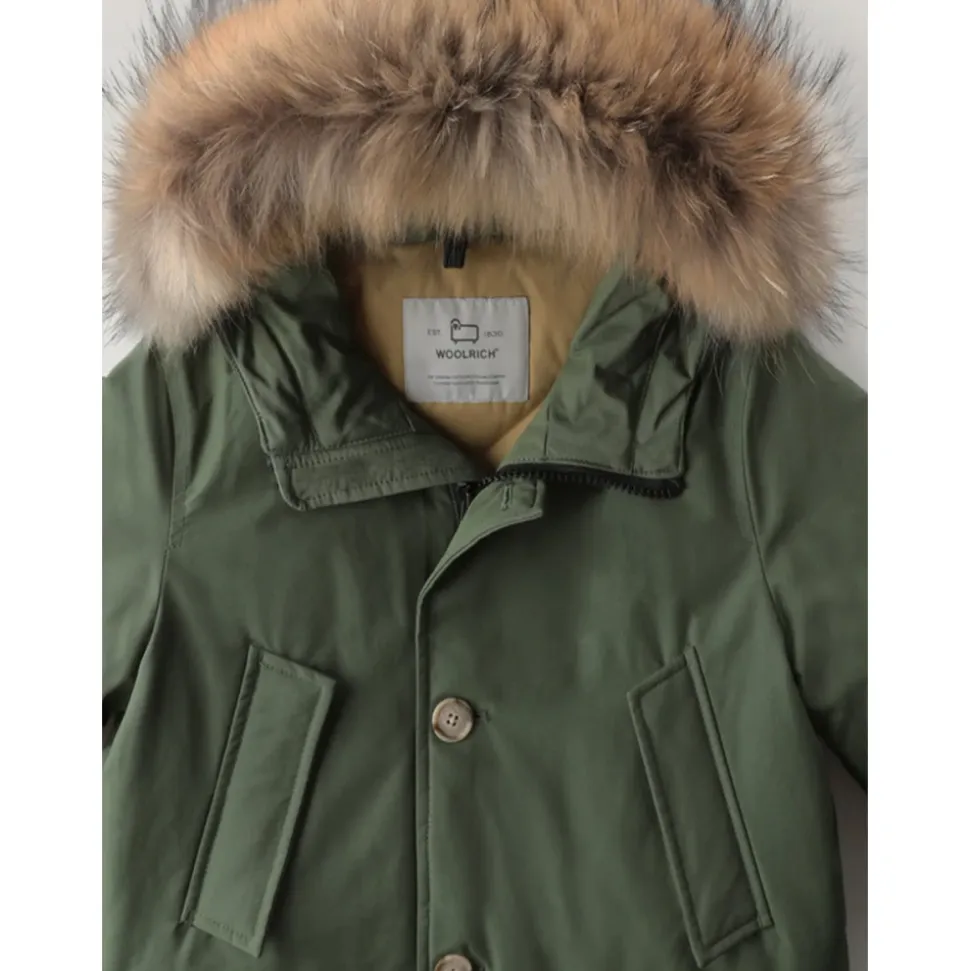 Parka jakke med avtagbart pels