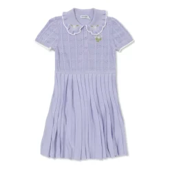 Pleated Pointelle Strikkekjole