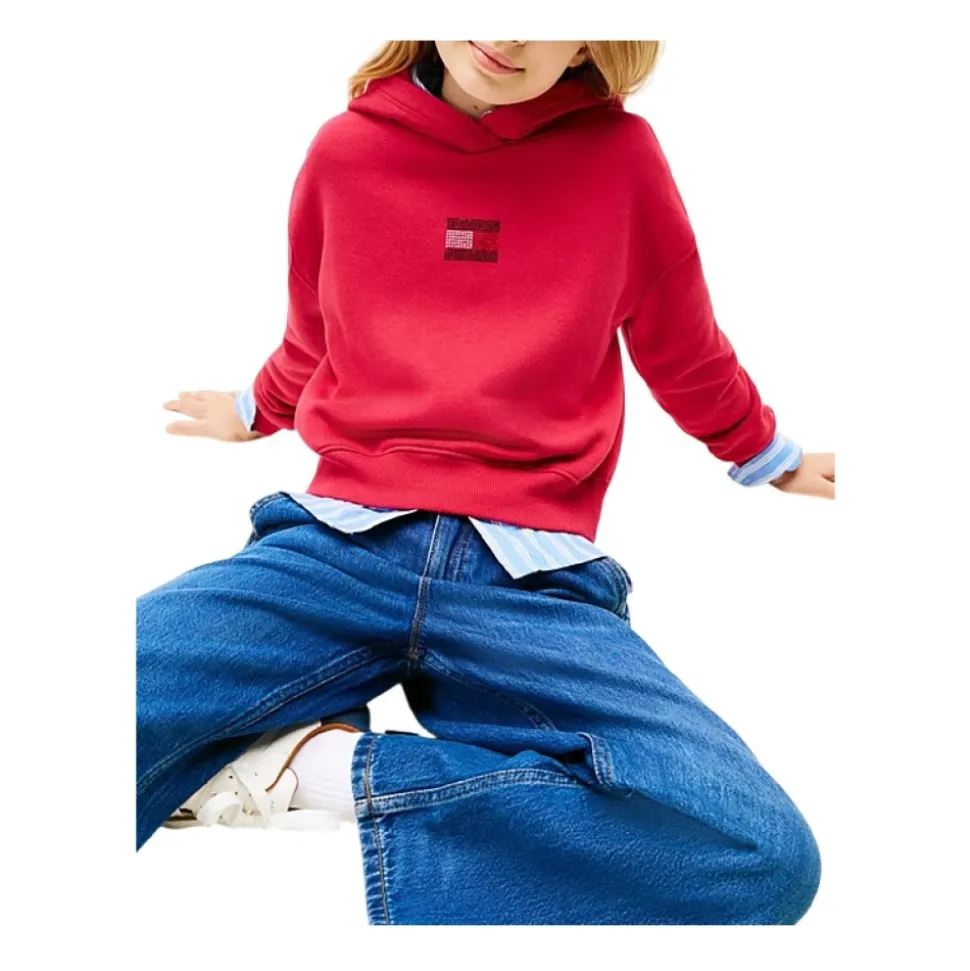 Rød Rhinestone Genser