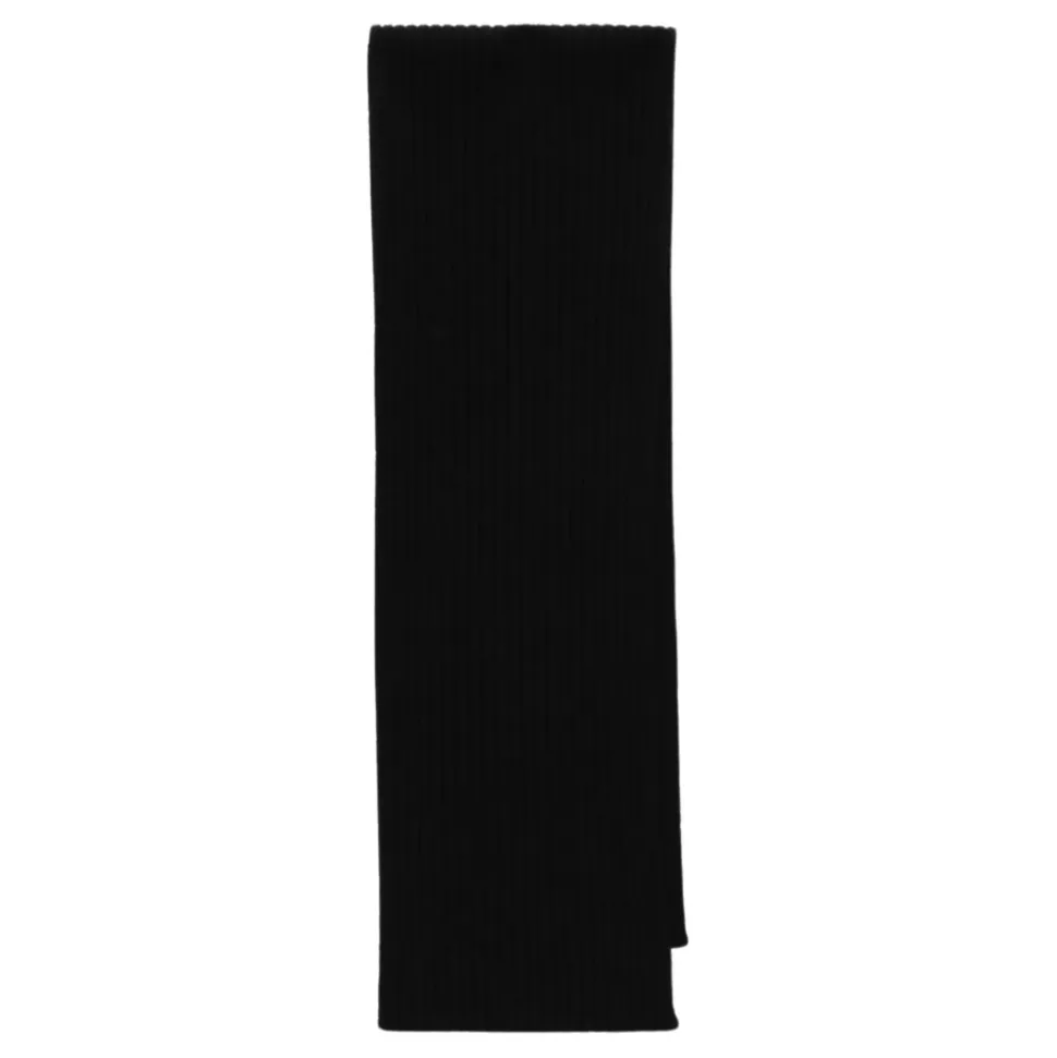 Ribbestrikket ullskjerf med logoplate