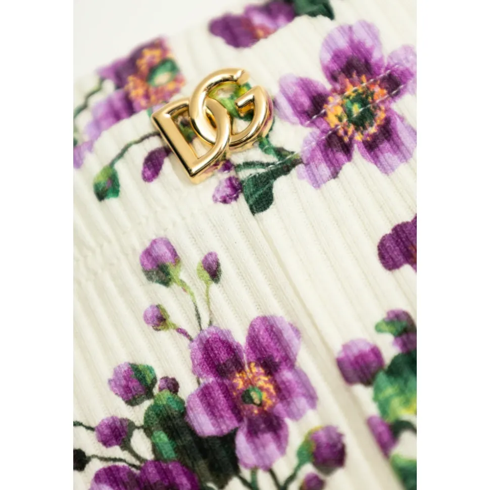 Rillede bukser med blomstermotiv
