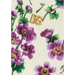 Rillet topp med blomstermotiv