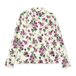 Rillet topp med blomstermotiv