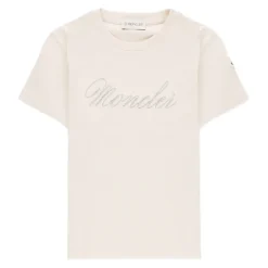 Rosa bomulls-T-skjorte med Strass-logo