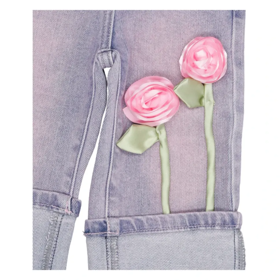 Rosa Denim Jeans med Rosette Detaljer