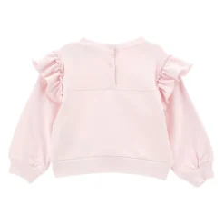 Rosa genser med volanger og rhinestones