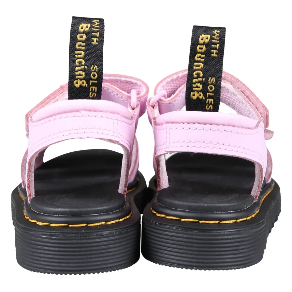 Rosa Lær Sandaler med Velcro Lukking