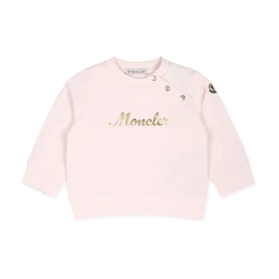 Rosa Rund Hals Sweatshirt med Gull Logo