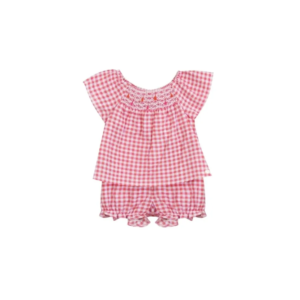 Rutete sett med culotte og bluse