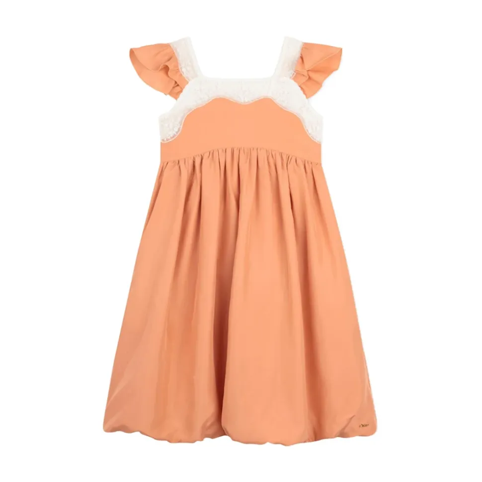 Silk Contrasting-Trim Dress