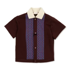 Skjorte med brodert logo i jacquard Milano-strikk