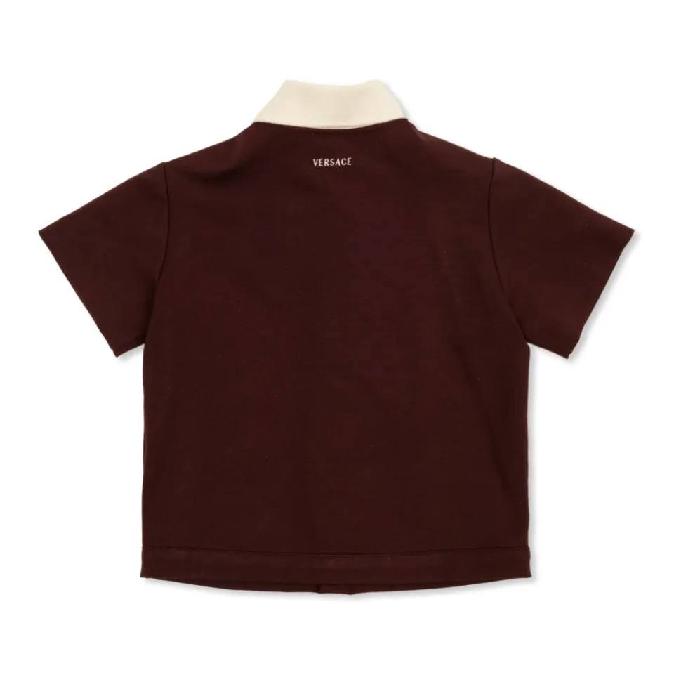 Skjorte med brodert logo i jacquard Milano-strikk