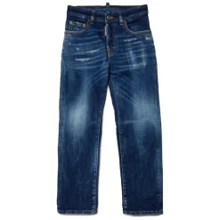 Skyggeblå rette jeans med pauser - 642 Jean