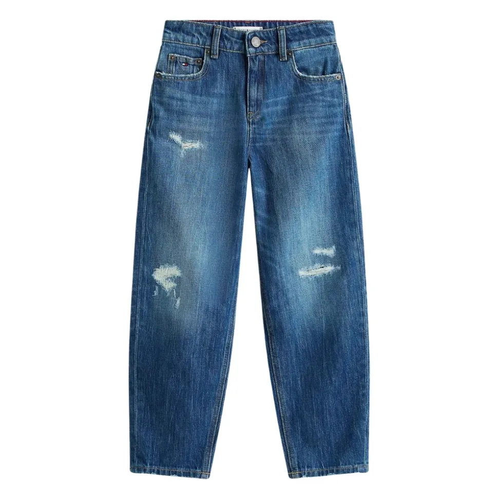 Slitte, falmede jeans med avsmalnende barrel-ben