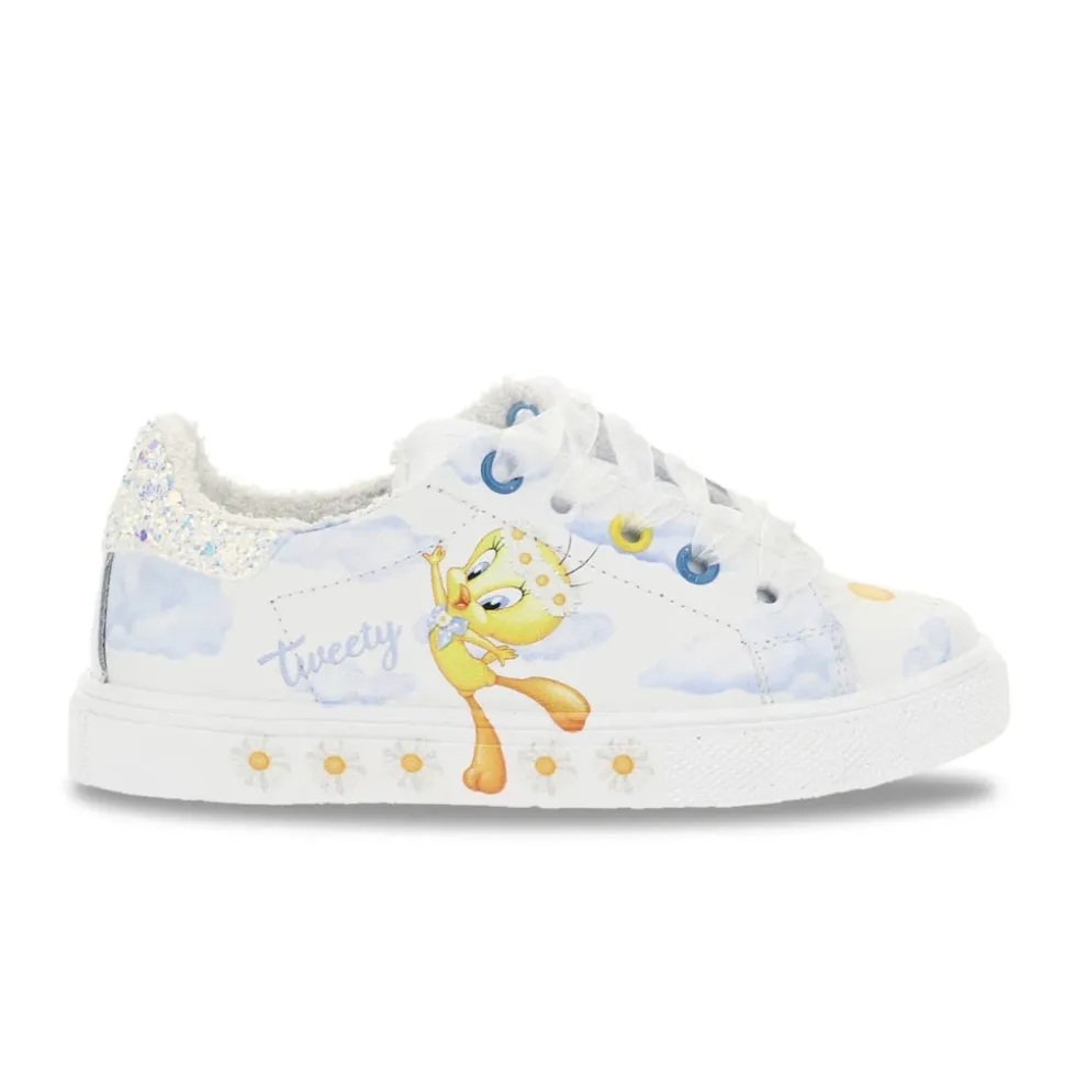 Sneakers i trykt skinn