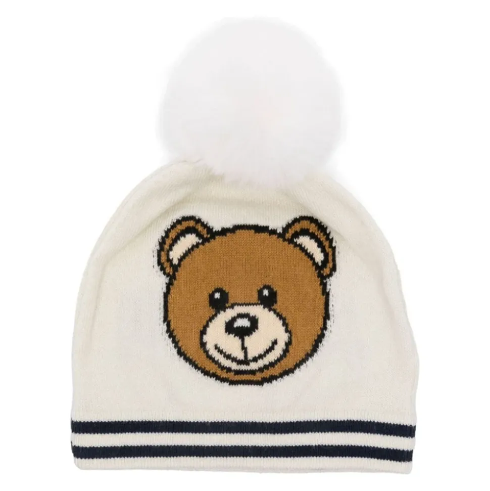Solid strikket lue med dusk og Teddy-logo