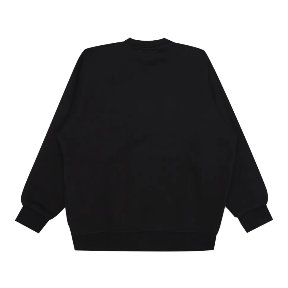 Sort Crew Neck Genser Bomull Jersey