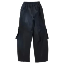 Sorte bukser med elastisk midje og metalllogo
