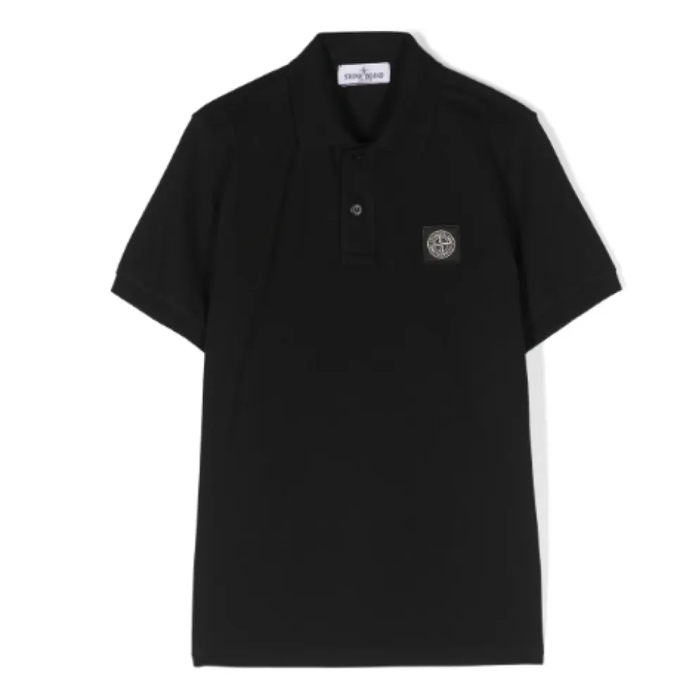 Sort Poloskjorte med Kompass Motiv