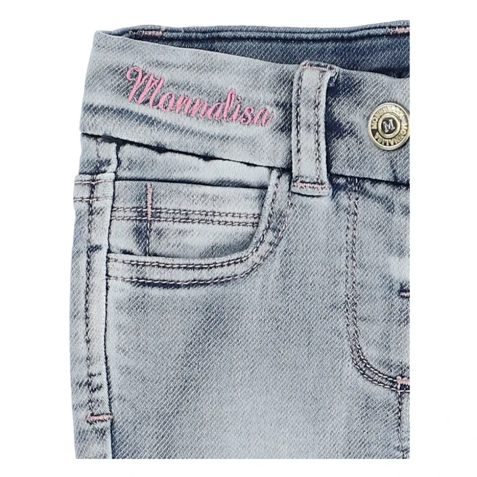 Stretch Cotton Jeans med Broderi