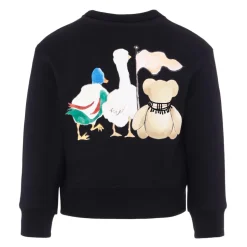 Svart Rund Hals Sweatshirt med Dyreprint