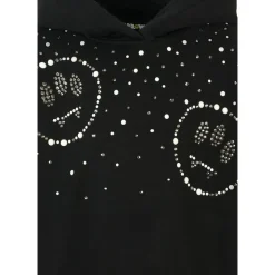 Svart Smiley Face Hoodie