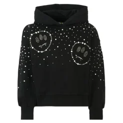 Svart Smiley Face Hoodie