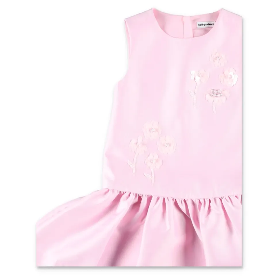 Taffeta-kjole med blomsterbroderi