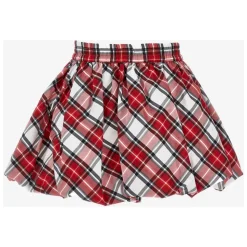 Tartan Taffeta Ballongskjørt i Rød