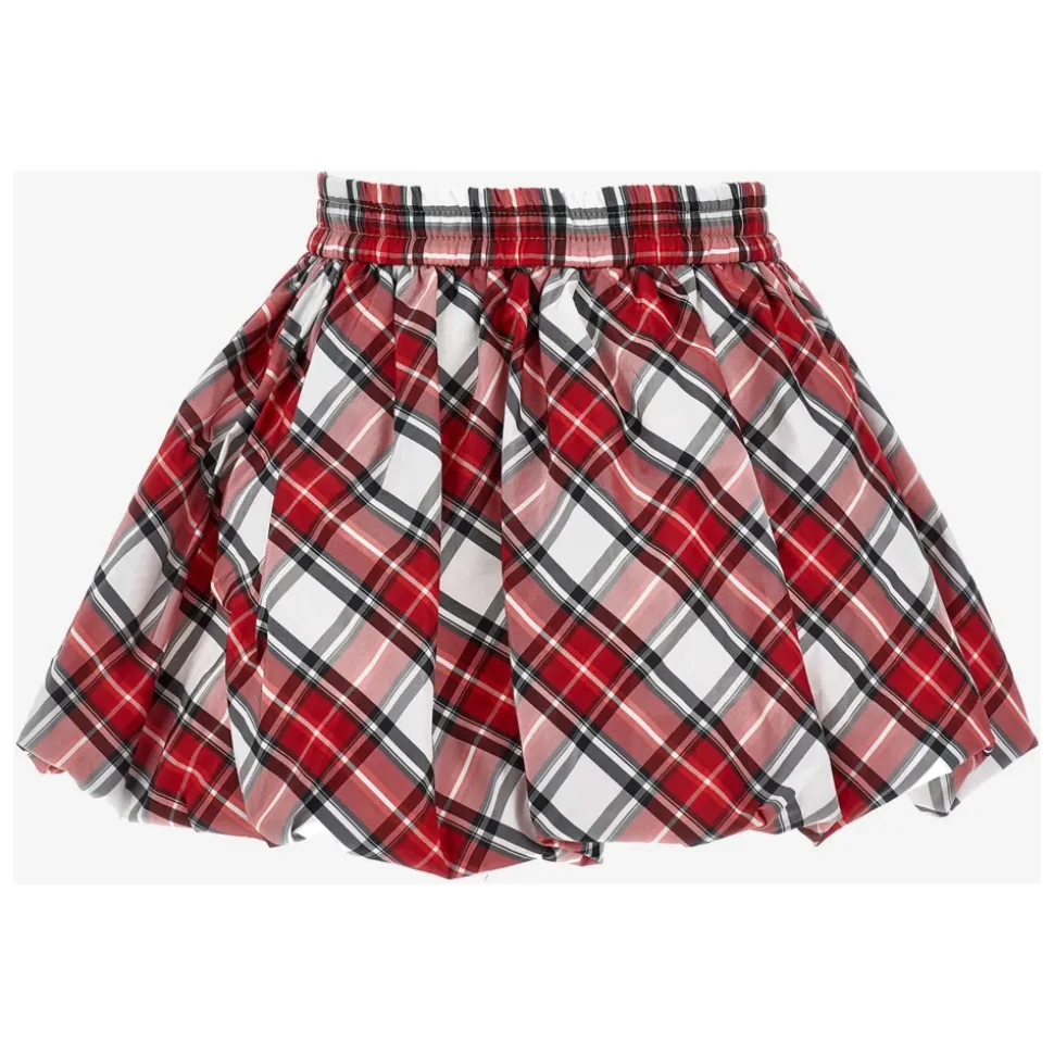 Tartan Taffeta Ballongskjørt i Rød