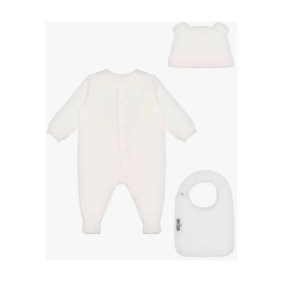 Teddy Bear bomulls plysj sparkebukse, hatt og smekkesett