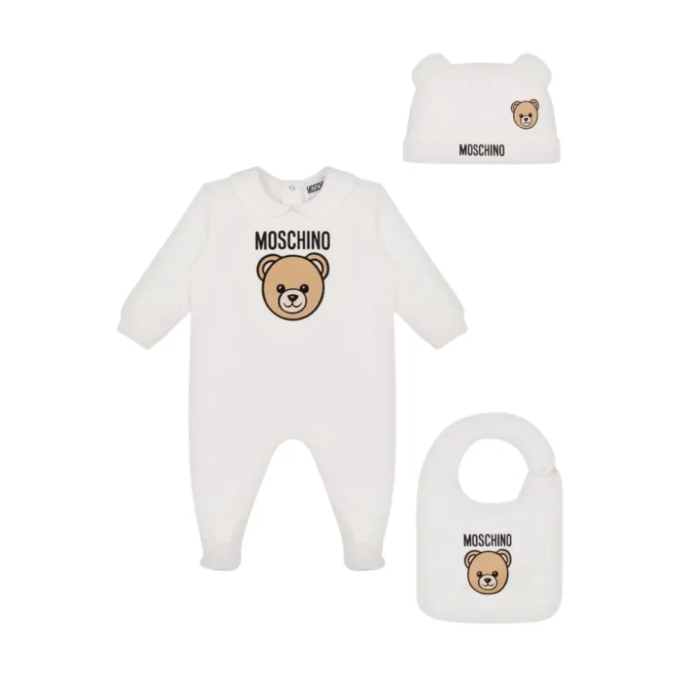 Teddy Bear bomulls plysj sparkebukse, hatt og smekkesett