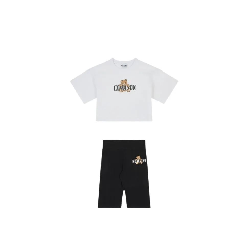Teddy Bear T-skjorte og shortssett i bomullsjersey