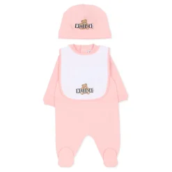 Teddybjørn Bomulls Romper, Lue og Smekkesett