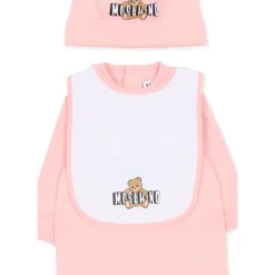 Teddybjørn Bomulls Romper, Lue og Smekkesett