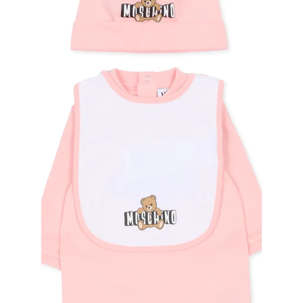 Teddybjørn Bomulls Romper, Lue og Smekkesett
